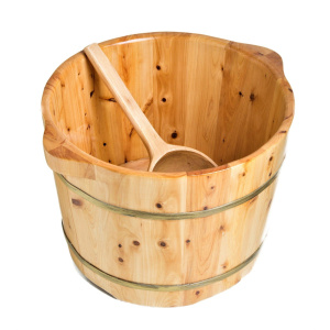 ALFI brand AB6604 Round Wooden Cedar Foot Soaking Tub