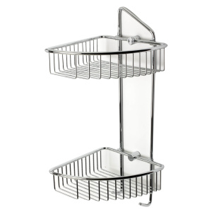 ALFI brand AB9532 Polished Chrome Corner Mounted Double Basket Shower Shelf Bathroom Accessory