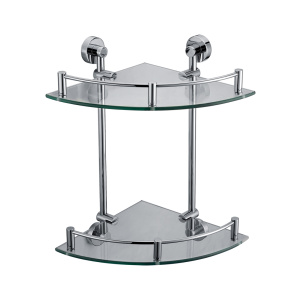 ALFI brand AB9548 Polished Chrome Corner Mounted Double Glass Shower Shelf