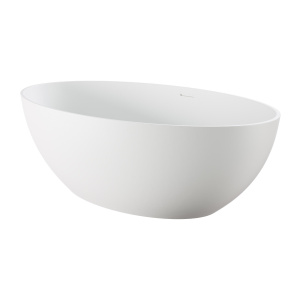 ALFI brand AB9941 67" White Oval Solid Surface Smooth Resin Soaking Bathtub