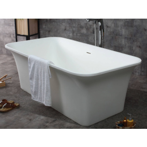 ALFI brand AB9942 67" White Rectangular Solid Surface Smooth Resin Soaking Bathtub