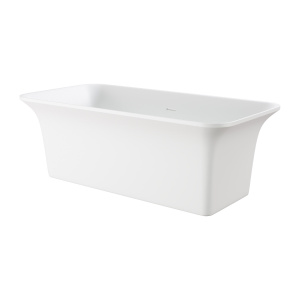 ALFI brand AB9942 67" White Rectangular Solid Surface Smooth Resin Soaking Bathtub