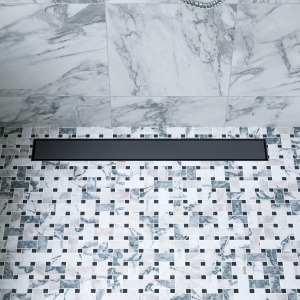 ALFI brand ABLD24B-BM 24" Black Matte Stainless Steel Linear Shower Drain with Solid Cover