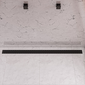 ALFI brand ABLD59C-BM 59" Stainless Black Matte Shower Drain with Groove Holes