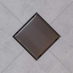 ALFI brand ABSD55B-PSS 5"x5" Square Stainless Shower Drain w/ Solid Cover