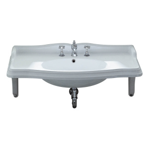 Whitehaus AR864-MNSLEN Large Rectangular Bathroom Sink with Integrated Oval Bowl