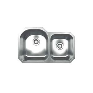Whitehaus WHNDBU3220 Stainless Steel 32" Double Bowl Undermount Sink