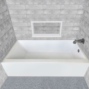 Whitehaus WHAB6030-R-WH Alcove Soaking Bathtub With Drain Hole Options