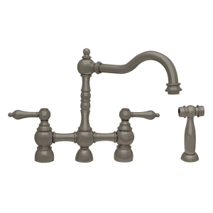 Whitehaus WHEGB-34656-BNBridge Faucet with Long Traditional Swivel Spout in Brushed Nickel