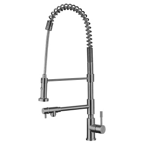 Whitehaus WHS1644-SK-BSS Brushed Stainless Steel Faucet with Pull-Down Spray and Pot-Filler