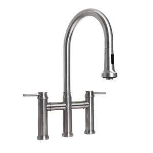 Whitehaus WHS6900-PDK Waterhaus Lead-Free Stainless Steel Bridge Faucet