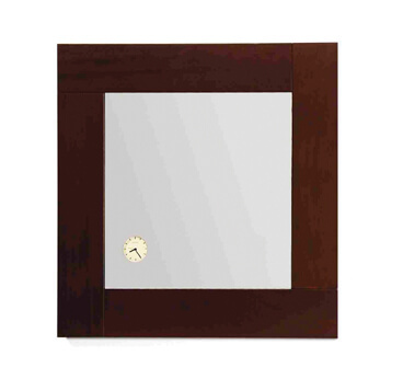 Antonio Miro Square Mirror with Iroko Wood Frame and Built-in Clock view 4