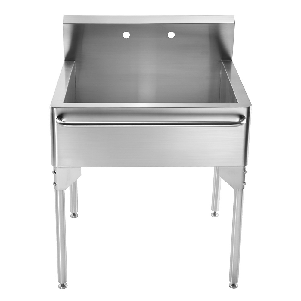 Whitehaus WH302510-NP Pearlhaus Brushed Stainless Steel Single Bowl Commercial Utility Sink view 4