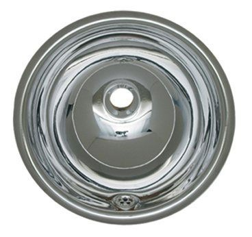 Whitehaus WH602ABL Round Polished Stainless Steel Drop In Bathroom Basin view 4