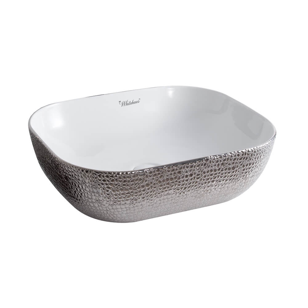Whitehaus WH71302-F21 Rectangular Above Mount Basin With An Embossed Exterior And Smooth Interior view 4
