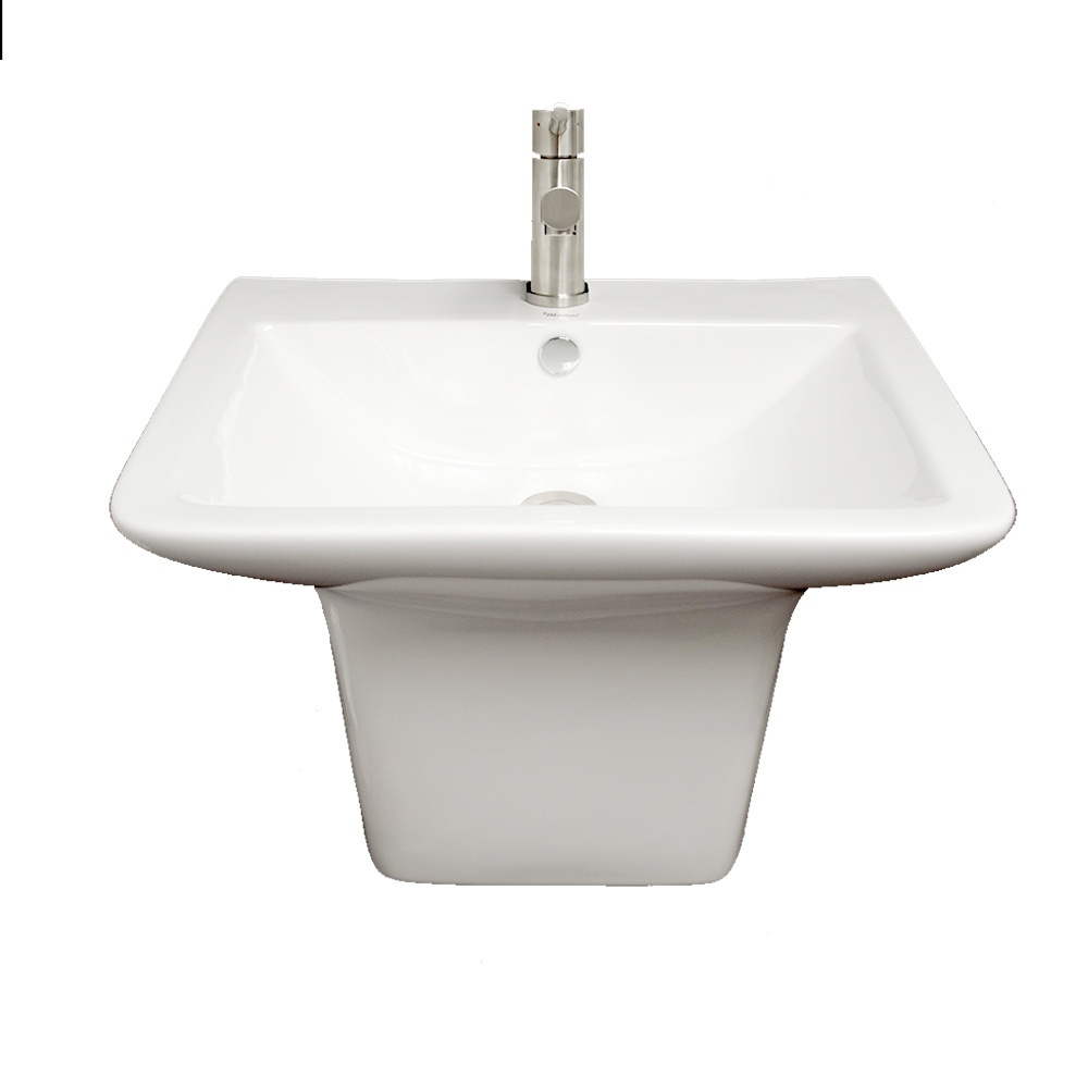Whitehaus WHKN1148A Isabella Wall Mount Basin with Integrated Rectangular Bowl and a Center Drain view 4