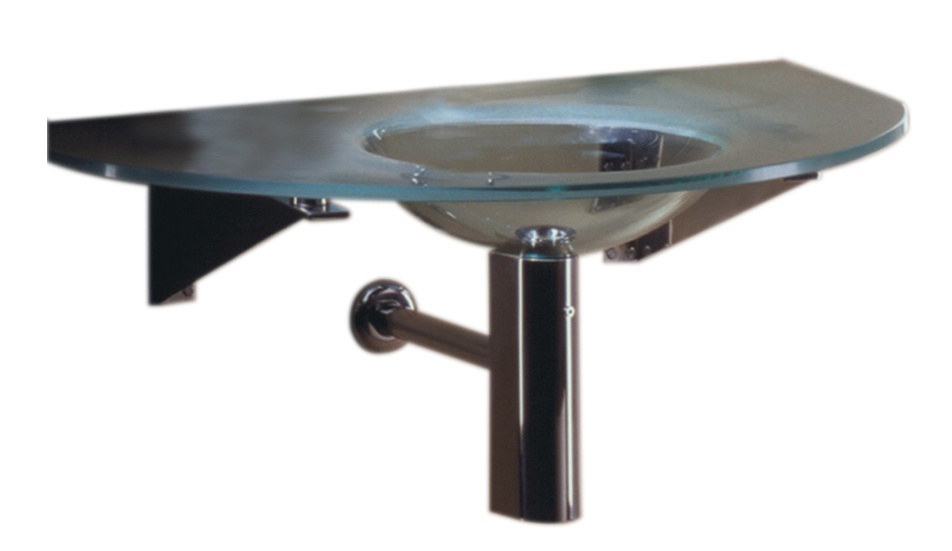 Whitehaus WHLOOM-A Large Arched 1/2" Matte Glass Counter Top With Integrated Round Basin view 4
