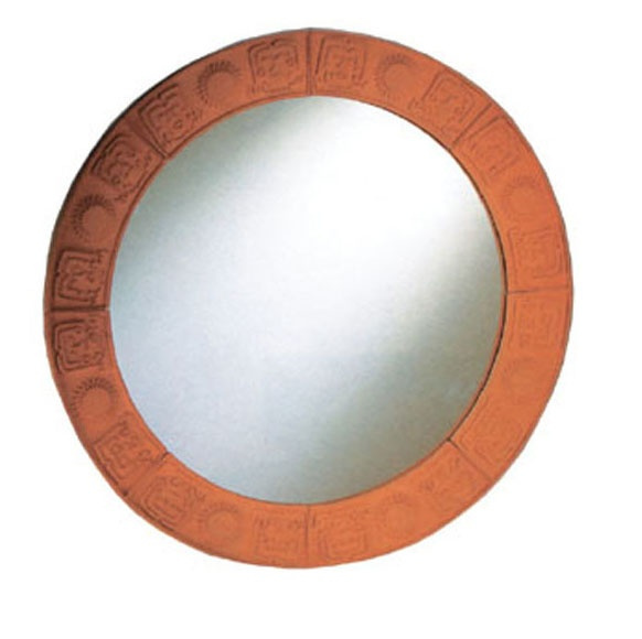 Whitehause WHLTC500 New Generation Large Round Mirror With Embossed Terra Cotta Border view 4