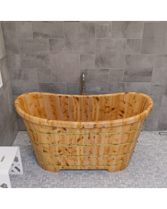 ALFI brand AB1105 63'' Free Standing Cedar Wooden Bathtub