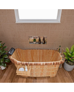 ALFI brand AB1148 59'' Free Standing Wooden Bathtub with Tub Filler