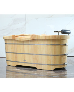 ALFI brand AB1163 61'' Free Standing Wooden BathTub with Headrest