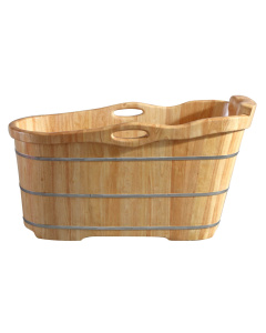 ALFI brand AB1187 57" Free Standing Wood Soaking Bathtub with Headrest