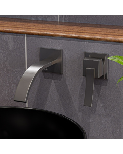 ALFI brand AB1256-BN Single Lever Wallmount Bathroom Faucet Brushed Nickel