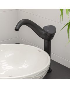 ALFI brand AB1570-BM Black Matte Tall Wave Single Lever Bathroom Faucet