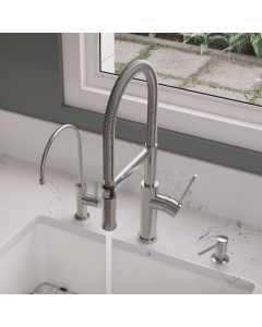 ALFI brand AB2015 Brushed Gooseneck Single Hole Kitchen Faucet