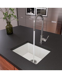 ALFI brand AB2017 20 Inch White Fireclay Undermount Kitchen Sink