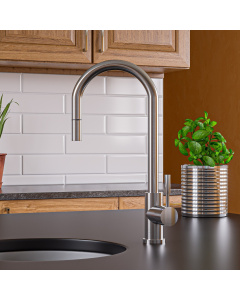 ALFI brand AB2028-BSS Stainless Steel Single Hole Pull Down Kitchen Faucet