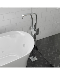 Alfi brand AB2180-PC Floor Mount Tub Filler w/ Shower Head Polished Chrome