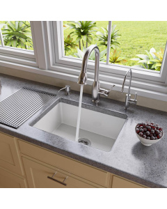 ALFI brand AB2317 23 Inch White Fireclay Undermount Kitchen Sink