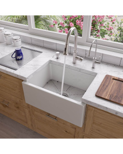 ALFI brand AB2418SB-W 24" White Smooth Thick Wall Fireclay Farm Sink