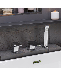 ALFI brand AB2464-PC Deck Mounted Three Hole Brass Bathroom Tub Filler