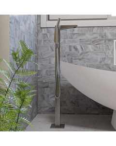 ALFI brand AB2475-BN Brushed Nickel Single Hole Floor Mounted Tub Filler