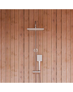 ALFI brand AB2862-BN Brushed Nickel Square Thermostatic Exposed Shower Set