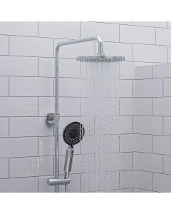 ALFI brand AB2867-PC Polished Chrome Round Thermostatic Exposed Shower Set