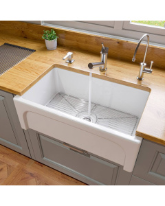 ALFI brand AB3018ARCH-W White Arched Apron Thick Wall Fireclay Farm Sink