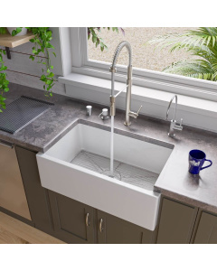 ALFI brand AB3018SB-W 30" White Smooth Solid Thick Wall Fireclay Farm Sink