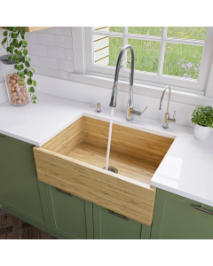 ALFI brand AB3021 30' Single Bowl Bamboo Farmhouse Apron Front Kitchen Sink