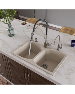 ALFI brand AB3220DI-B Biscuit 32" Drop-In Double Bowl Granite Kitchen Sink