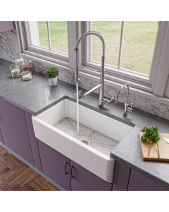ALFI brand AB3318SB-W 33" Smooth Thick Wall Fireclay Farm Sink In White