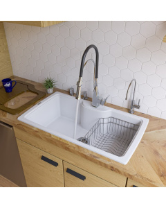 ALFI brand AB3520DI-W White 35" Drop-In Single Granite Kitchen Sink