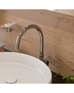 ALFI brand AB3600-BN Brushed Nickel Gooseneck Single Hole Bathroom Faucet