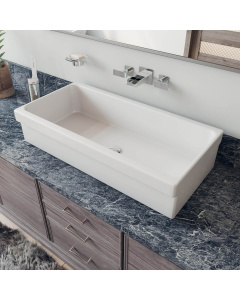 ALFI brand AB36TR 36" White Above Mount Fireclay Bath Trough Sink
