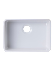 ALFI brand AB503UM-W 24 inch White Single Bowl Fireclay Undermount Kitchen Sink