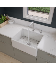 ALFI brand AB505-W White 26" Contemporary Smooth Apron Fireclay Farmhouse Kitchen Sink