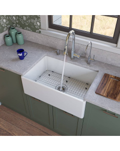 ALFI brand AB510-W White 30" Contemporary Smooth Apron Fireclay Farmhouse Kitchen Sink