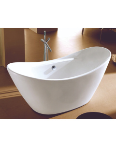 ALFI brand AB8803 68 Inch White Oval Acrylic Free Standing Soaking Bathtub